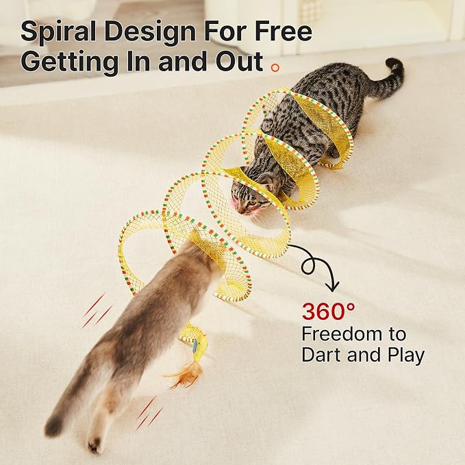 Potaroma Spiral Tunnel Cat Toy, Self Play Collapsible Spring Kitten Tunnel - Image 3