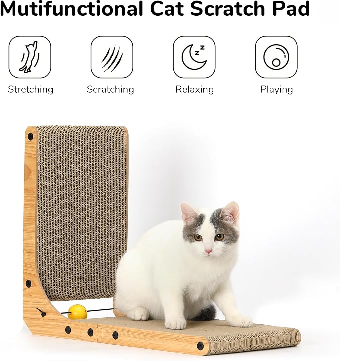 FUKUMARU Cat Scratcher, 18.9 Inch L Shaped Cat Scratch Pad for Indoor Cats - Image 2