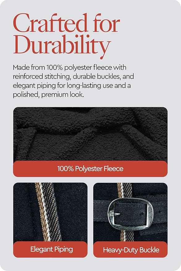 HORZE Kiel Fleece Horse Cooler Blanket | Quick-Dry Fleece Horse Cooler Sheet with X-Surcingles & Tail Cord - Dark Navy - 66 in