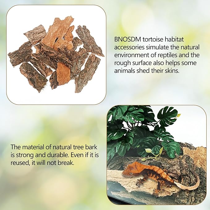 BNOSDM Reptile Cork Bark Substrate 1.5LB Lizard Bedding for Habitat Natural Flat Cork Wood Bulk Terrarium Reusable Bark Pieces for Chameleon, Ball Python, Crested Gecko, Spider, Tortoise, Tree Frog