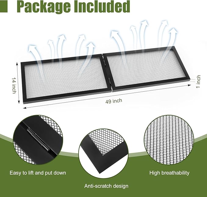 Landhoow 55 Gallon Screen Cover for Hinged Door Pet Reptile Terrarium Screen Cover Large Reptile Terrarium Fish Tank Lid with Center Hinge