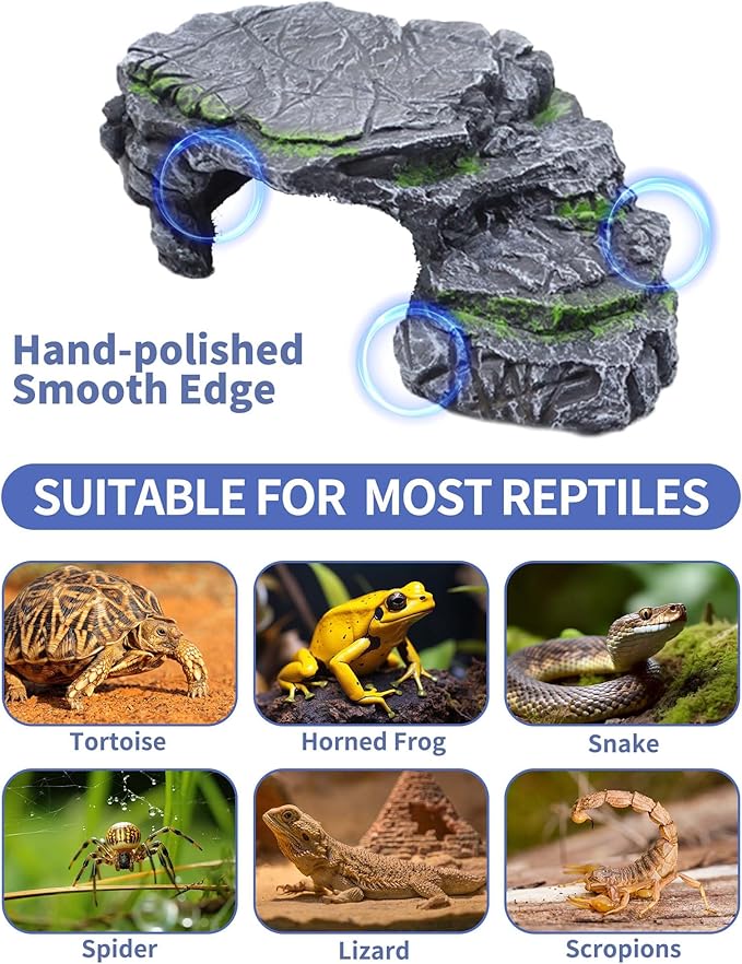 Moonorange Turtle Basking Platform Turtle Tank Decoration for Aquariums & Terrarium, Turtle, Lizard, Reptile Habitat Hideout (Black)