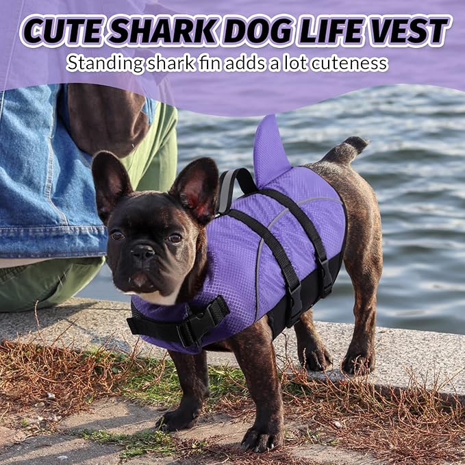 Queenmore Cat Life Jacket, XXS Extra Small Dog Life Vest, Puppy Life Vest for Swimming, Small Dog Vests for Boating, Lightweight High-Vis Water Floating Vest with Rescue Handle/Leash Hook