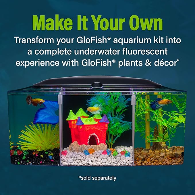 GloFish Betta Trilogy Aquarium, 3 Gallons, Includes LED Lights and Filter