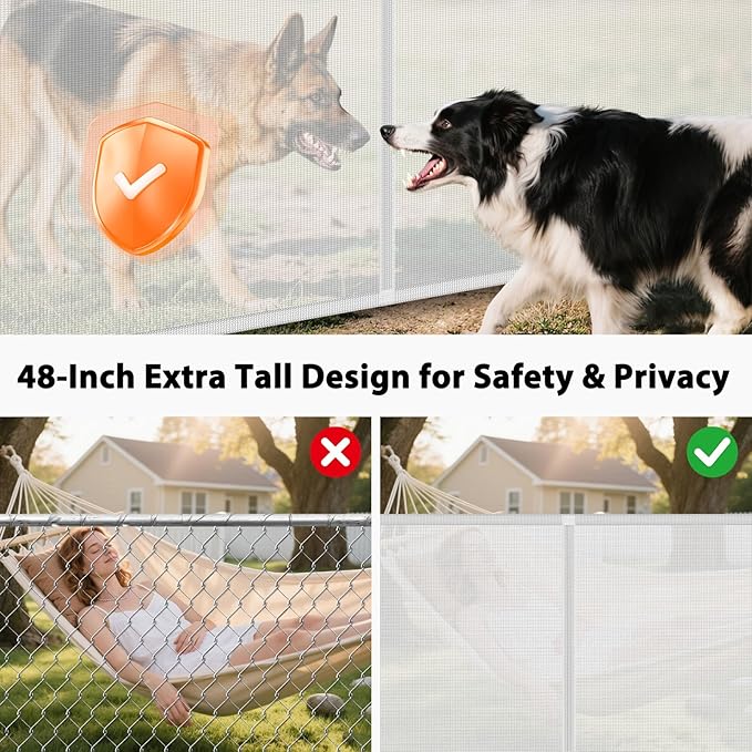 250" Extra Wide Retractable Dog Gate, Reinforced 20ft Retractable Baby Gates Extra Wide Dog Gate, 48" Extra Tall Baby Gate Retractable Outdoor Fence, Extra Long Pet Gate Retractable Gate Indoor, White