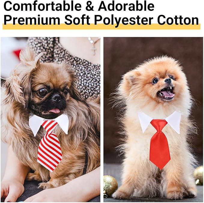 Segarty Dog Neckties Puppy, 6pcs Formal Classy Pet Neck Ties Little Dog and Kitten Suit, White Cat Collar with Black Red Pink Tie, Tuxedo Bow Tie Collar for Small Dogs Puppies Wedding Costumes