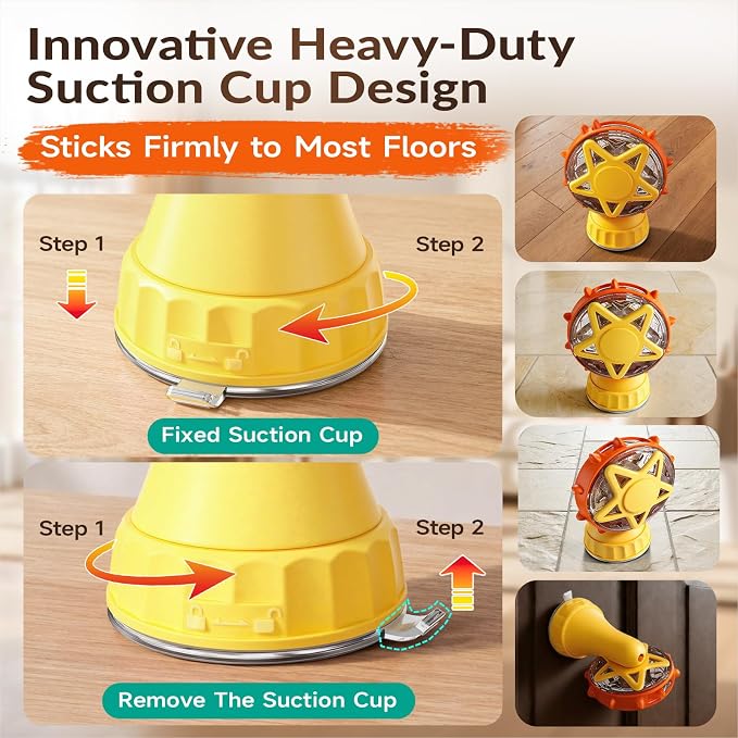2-in-1 Cat Toys Food Dispenser & Teaser Interactive Toys (Yellow) - Image 4