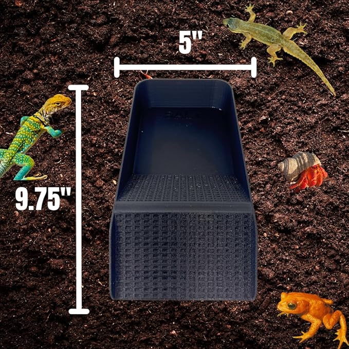 Chatelet Hermit Crab, Lizard, Turtle, Amphibian XL Watering Pool | Platform Pool Accessory with Access Ramp for Pet Habitats | 9.75" x 5" | Made in USA (X-Large) (Salt Only, Black)