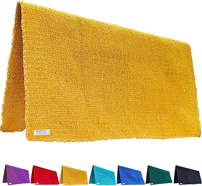 Majestic Ally Solid Color 34"x 36" Traditional Acrylic Saddle Blanket with Hemline Edges-3.7 lbs (Yellow)