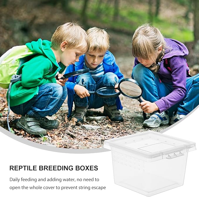 Mipcase Transparent Reptile Breeding Box 2.7In Small Feeding Cage Tank for Snakes Lizards Spiders Geckos and Insects with Secure Lid for Safe Habitat