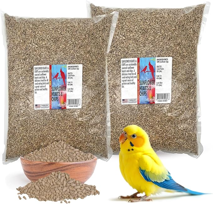 Morning Bird Sunflower Hearts & Chips 18 lbs (2-Pack, 9 lbs Each) – Premium Bird Seed with High Protein & Healthy Fat - Shelled Sunflower Hearts for Birds - Mess Free, Easy to Feed, Delicious Snack