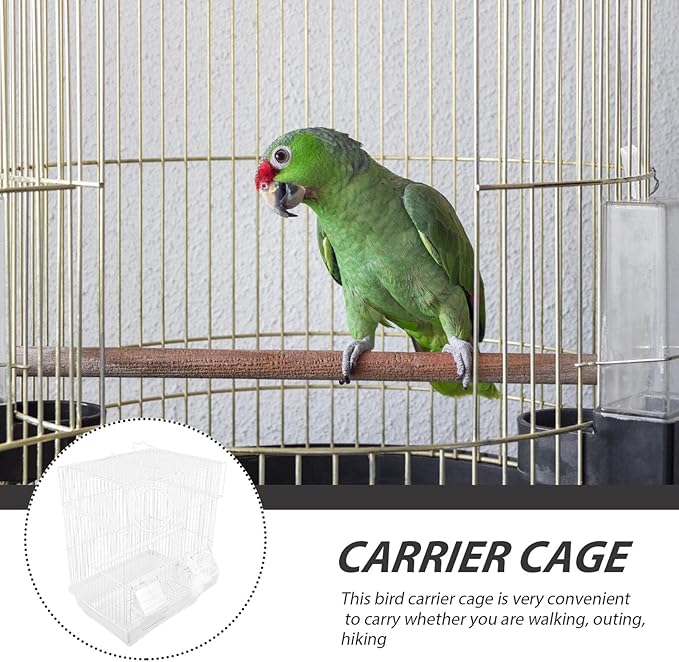 NUOBESTY Portable Metal Bird Cage for Pet Birds Secure and Comfortable Iron Parrot Carrier Cage for Home Use White Iron Craftsmanship