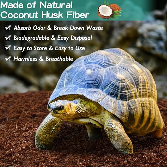 Halatool 1.4LB Coconut Fiber Substrate for Reptile Bedding, Natural Coconut Husk Substrate for Snake Tarantula Enclosure Tortoises Habitat Spider Leopard Gecko Tank, Fill 2.1 Gallon Terrarium