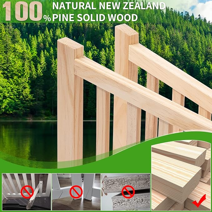 YOCAN Paint-Free Wooden Freestanding Dog Gates for The House,Doorways, Stairs,Wood Dog Fences Indoor Pet Gate,Step Over Fence-6 Panel H:23”