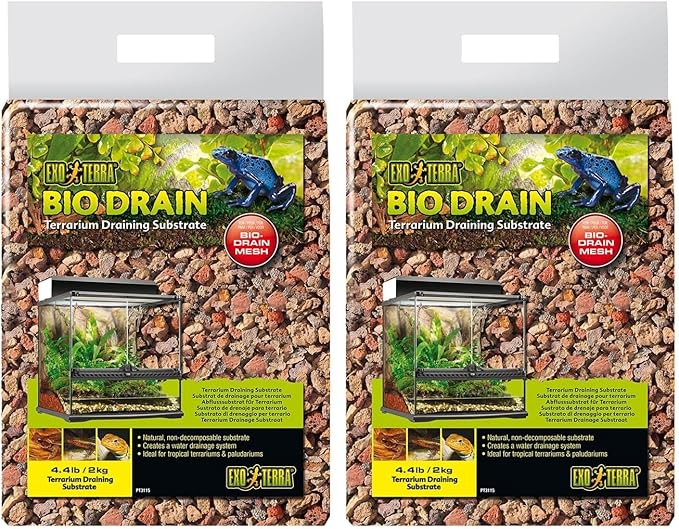 Exo Terra BioDrain Terrarium Substrate for Aquarium, 4.4-Pound (Pack of 2)