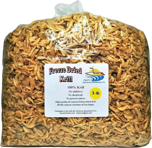 Aquatic Foods Inc. Freeze Dried Floating Arctic Krill - for Oscars, Arowana, Large Cichlids, Marine Fish, Koi, Pond Fish, Turtles, Reptiles. Krill Contains Natural Color Enhancing Astaxanthin. 3-lbs