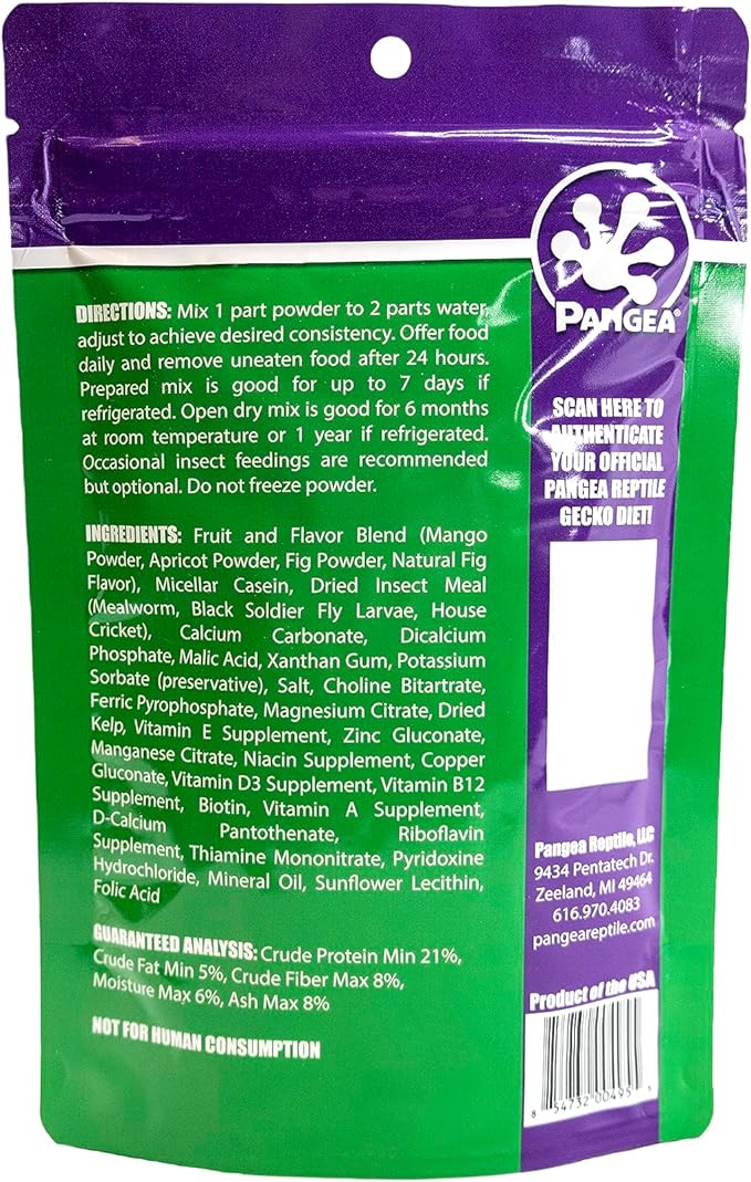 Pangea Gecko Diet with Fig & Insects™ 8 oz (1/2 lbs)