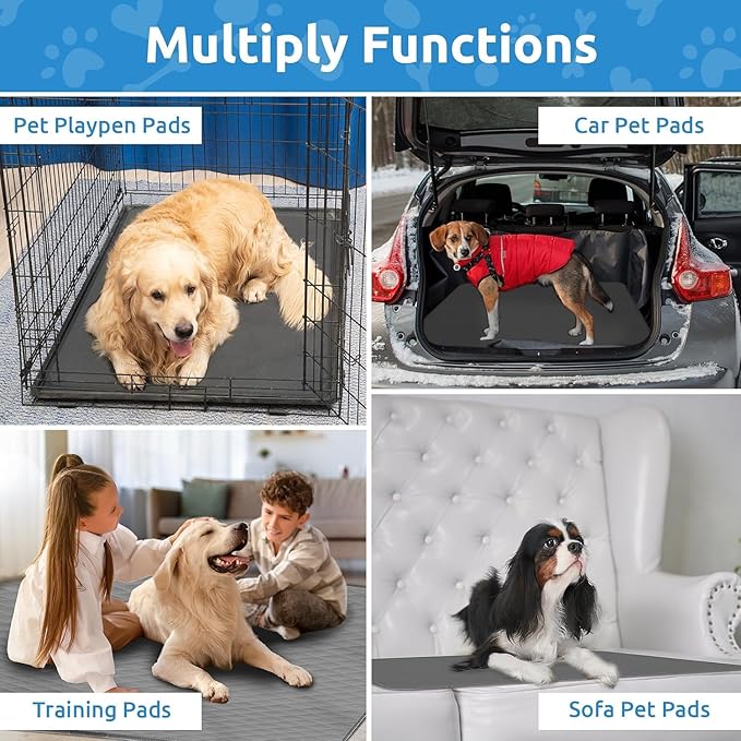 Washable Reusable Dog Pee Pads, 34"x52" Absorbent & Waterproof Puppy Training Pad for Crate, Playpen & Carpet, Large Potty Pads for Dogs, Cats & Small Pets