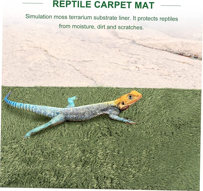 POPETPOP 2pcs Reptile Carpet Moss Mat for Terrarium Bedding for Turtles Lizards and Amphibians Imitation Moss Liner for Enhanced Comfort and Moisture Retention