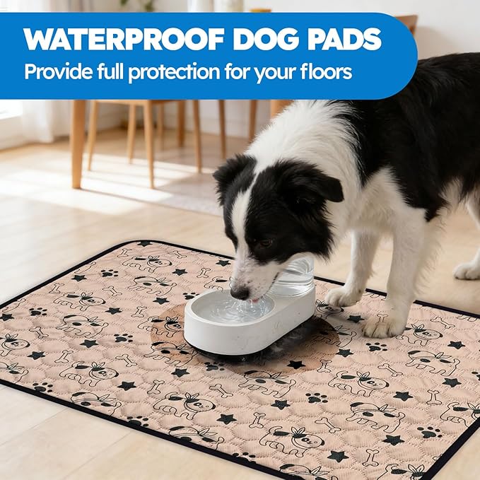2 Pack Washable Pee Pads for Dogs, Absorbent Reusable Puppy Training Pads, Leakproof, Non-Slip, Waterproof Cat Doggie Pad Pet Potty Mat for Indoor&Outdoor, Whelping, Crate, Coffee 28"x40"