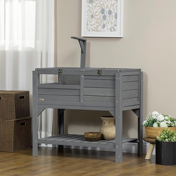 Turtle Habitat Enclosure, Large Wooden Tortoise House for Indoor and Outdoor Use, Reptile Enclosure with Openable Roof & Secure Locking System (Gray+Storage Shelf)