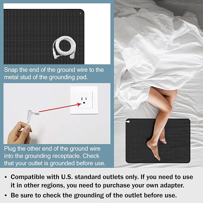 NIULAFR Grounding Mat with 15ft Grounding Cord, Grounding Pad 15.7 x 19.6 Inch, Earth Therapy for Better Sleep