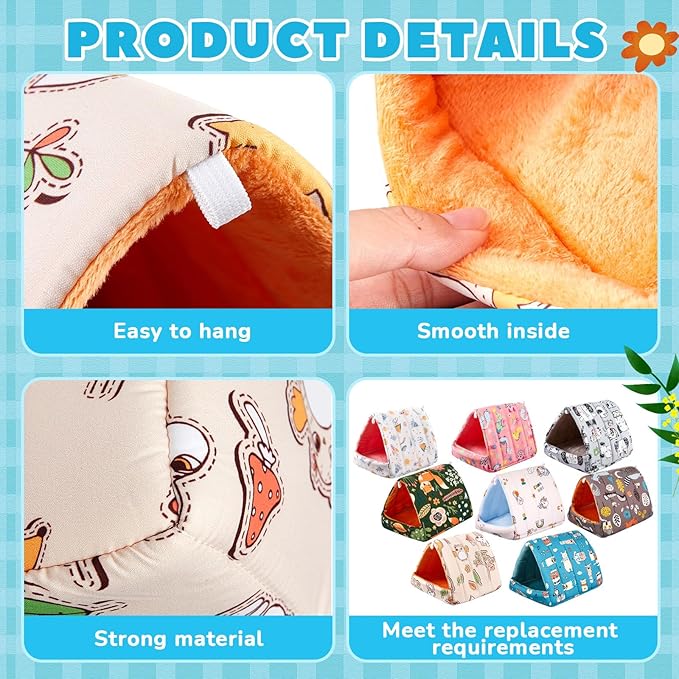 Cinnvoice 8 Pcs Guinea Pig Hideout, Guinea Pig Bed Washable Small Animal Cage Accessories for Bunny Hedgehog Mouse Chinchillas Hamsters Ferrets Rats (7.9 in)