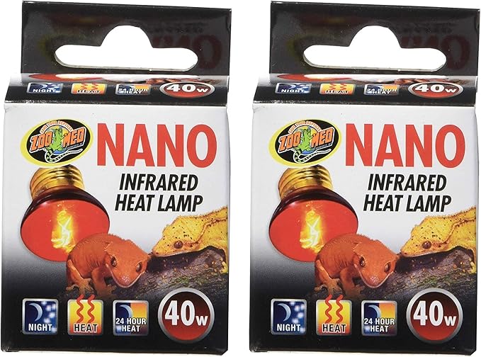 Zoo Med 2 Pack of Nano Infrared Heat Lamps, 40 Watt