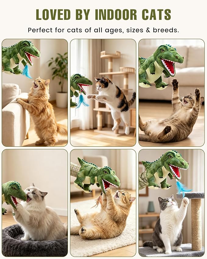 T-Rex Dinosaur Cat Puppet Glove, Interactive Toy with Movable Jaw - Image 9