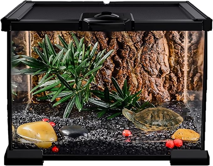 Gallon Full Glass Reptile Tank, Medium Terrarium for Gecko, Hermit Crab, Hognose Snake & More, with Top Screen Ventilation & Easy Feeding