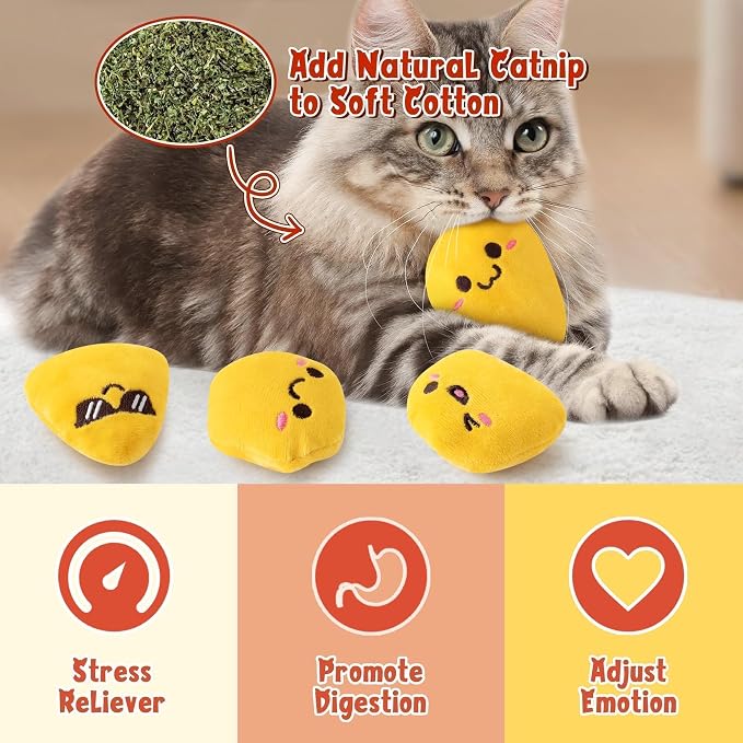 L1rabe Chicken Nugget Catnip Stuffed Toys for Cats- Gifts for Kitten Lovers - Image 3