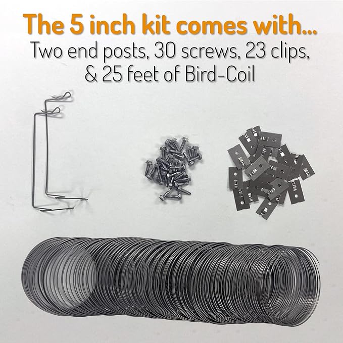 Bird Barrier Bird Coil – Professional Stainless Steel Bird Deterrent Coils | Ideal for Pigeons and Larger Birds | Includes End Posts and Fasteners