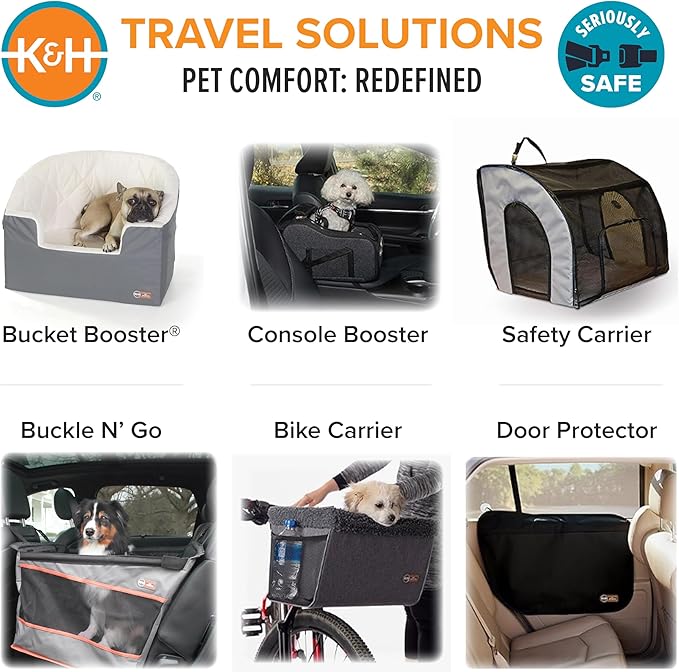 K&H Dog Bike Basket Front Mount, Pet Bike Carrier for Small Dogs & Cats, Bicycle Dog Basket with Safety Leash, Washable Liner, Heavy Duty Metal Frame, Universal Fit, 16x12x10 in