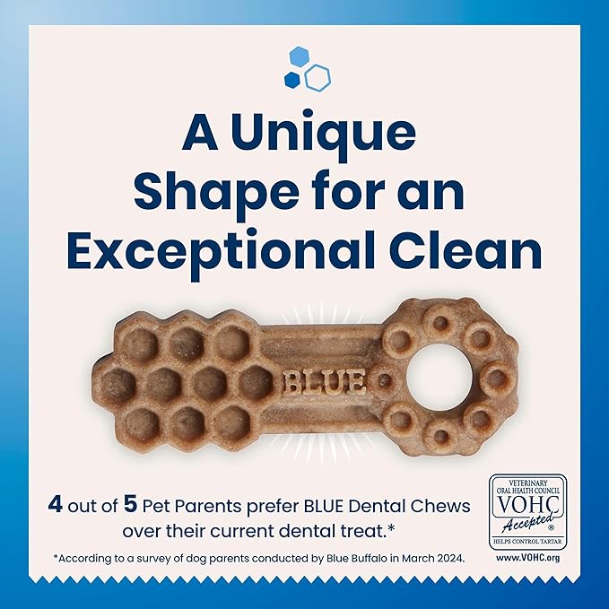 Blue Buffalo Small Dental Chews for Dogs, Daily Dental Care Dog Treats Made in the USA with Natural Ingredients, Chicken & Spearmint (84 Count)