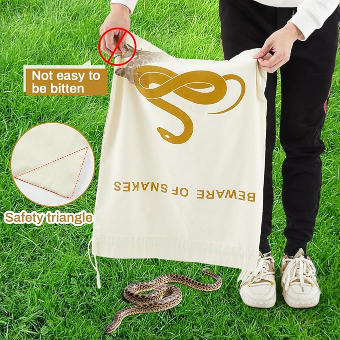 2 Pcs Snake Reptile Bag with Drawstring 20 x 28 Inch Snake Hunting Sack Pouches with Sewn Bottom Corners for Capturing Moving Transporting Hunting Catching Reptile Small Animal