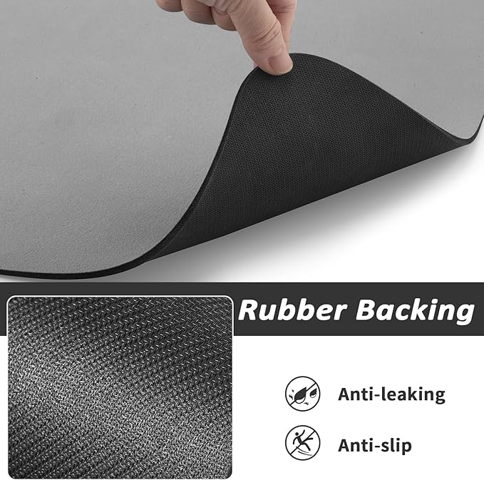 HotLive Dog Food Mat - Absorbent Cat Mat for Food and Water, No Stains Pet Feeding Bowl Mat, Easy to Clean Pet Placemats, Quick Dry Dog Water Dispenser Mat for Messy Drinkers | Grey 16"x 24"