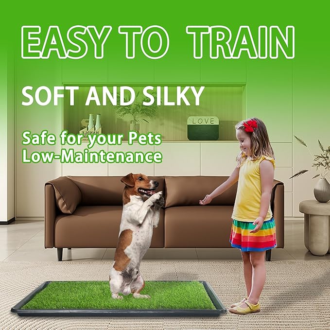 Reusable Dog Loo System with Artificial Grass Turf&Pee Pads&Tray, for Puppy Potty Training is Portable&Easy to Clean,35x23in Large Dog Litter Box Toilet for Indoor/Outdoor use