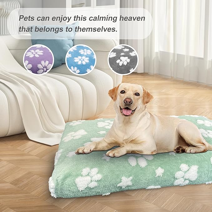 Dog Beds for Extra Large Dogs, Cute Thick Dog Bed for Crate Kennel, Fluffy Pet Bed with Removable Washable Cover and Anti-Slip Bottom, 41"x 28", Green Paw