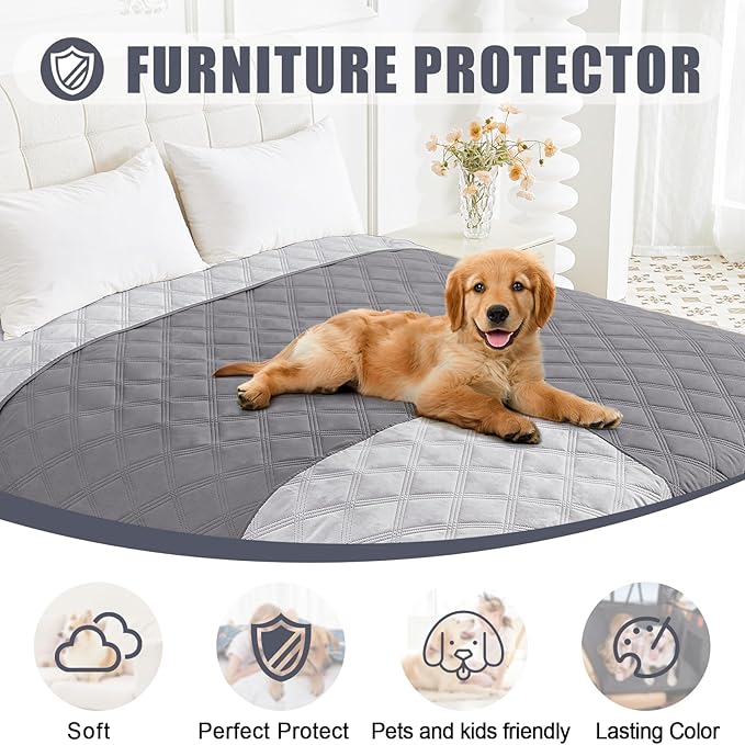 Smiry Waterproof Dog Bed Cover Blanket 30x82, Soft Reversible Pet Blanket, Washable Leakproof Cats Dogs Couch Cover for Sofa, Couch, Furniture, Lattice, Grey/Light Grey