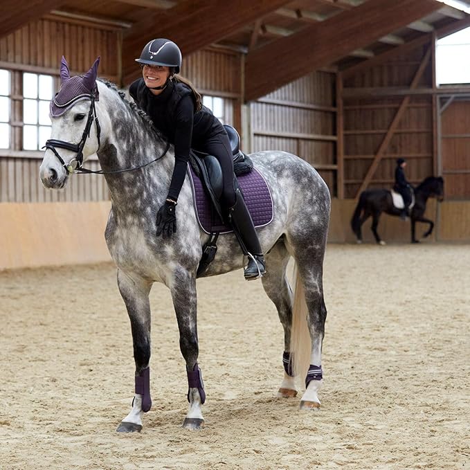 HORZE Adepto Open Front Tendon Boots | Durable Shell with Neoprene Lining - Blackcurrant Purple - Cob