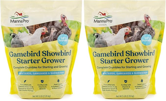 Manna Pro Gamebird Showbird Crumbles|Formulated for Birds with Vitamins & Minerals|5 Pounds (Pack of 2)