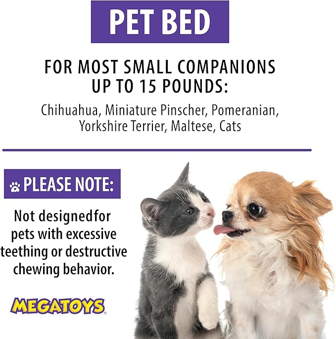 Megatoys Elvis Plush Car Pet Bed – Pink Pet Bed with Musical-Design Pillows and Elegant Car Styling