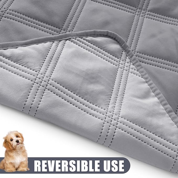 Smiry Waterproof Dog Bed Cover Blanket 30x95, Soft Reversible Pet Blanket, Washable Leakproof Cats Dogs Couch Cover for Sofa, Couch, Furniture, Lattice, Grey/Light Grey