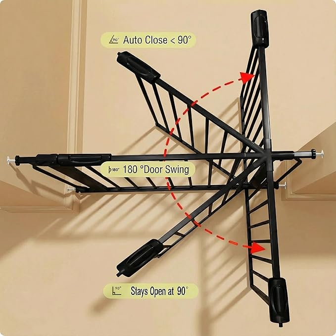 Extra Wide Baby Gate 85.8-104.5 Inch, Pressure Mounted No Drilling, for Stairs & Doorways, Metal Black Indoor Safety Gate for Kids and Dogs