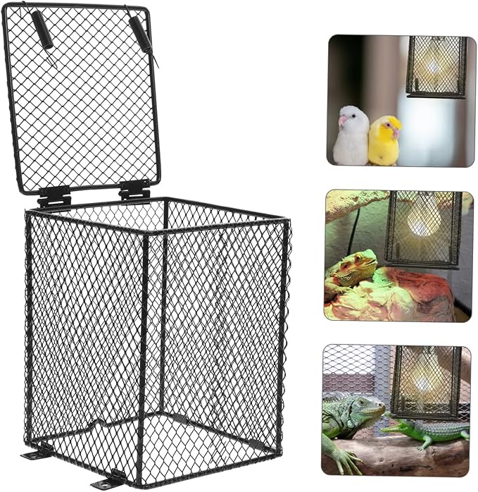 Reptile Lamp Cover Scalding Mesh Shade for Parrot Bird Cage Basking Easy Installation High-Temperature Reptile Accessory