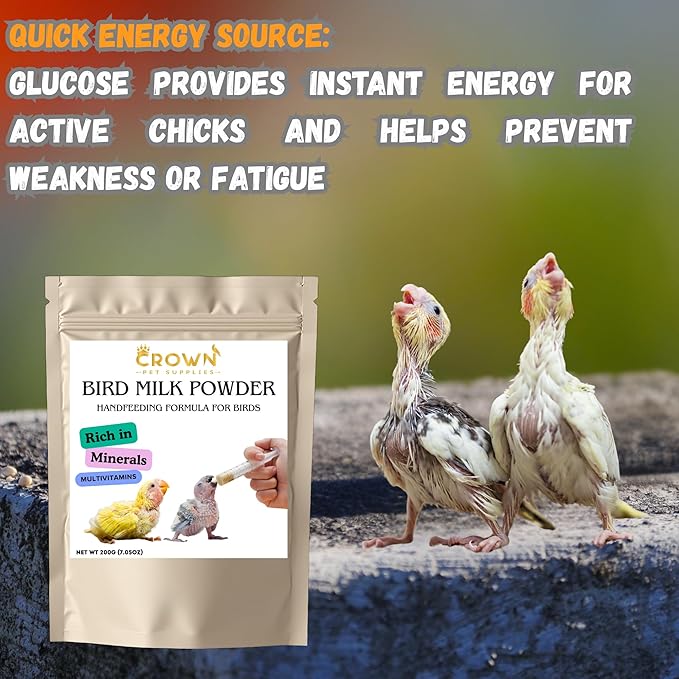 Baby Hand Feeding Formula Milk Powder Rich in Minerals & Multivitamins for Lovebirds, Parrots, Parakeets, Cockatiels, Conures, Cockatoos, and Macaws