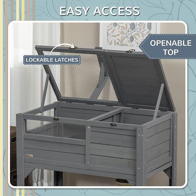 Turtle Habitat Enclosure, Large Wooden Tortoise House for Indoor and Outdoor Use, Reptile Enclosure with Openable Roof & Secure Locking System (Gray+Storage Shelf)
