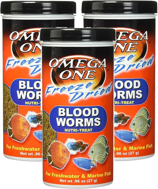 Omega One (3 Pack) Freeze Dried Blood Worms 0.96oz