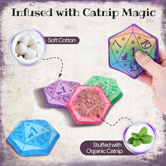 CiyvoLyeen Plush D20 Dice Catnip Toys for Indoor Cats 5 Pack - Image 4