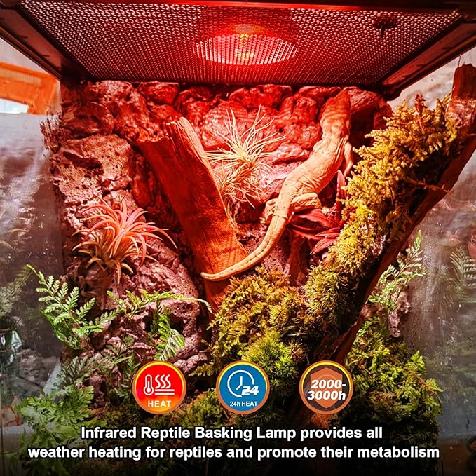 2Pack Infrared Heat Lamp Bulbs, 150W Reptile Heat Emitter Infrared Basking Spot Light, Red Heat Lamp for Chickens Coop Reptile Pets Brooder Use